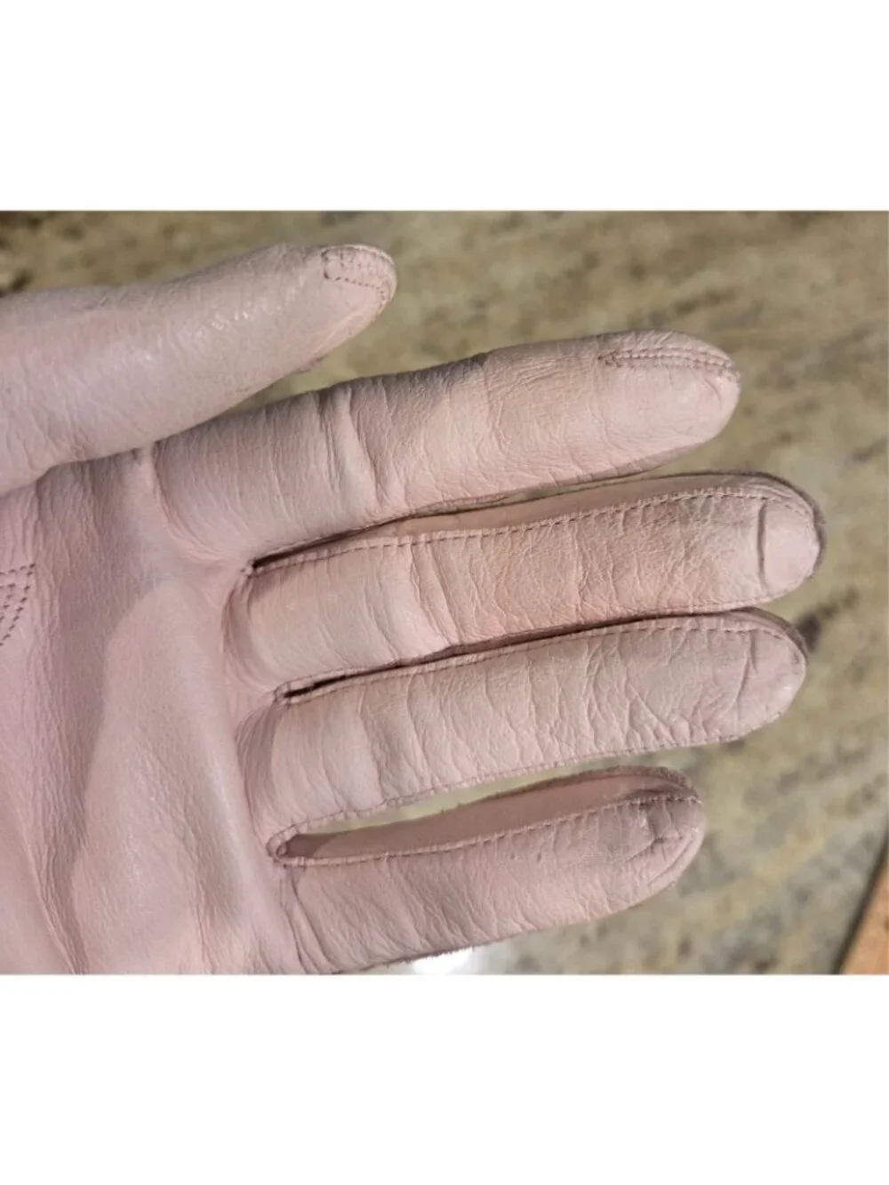 Vintage Womens Size S Pink Leather Formal Gloves Eyelet Wrist